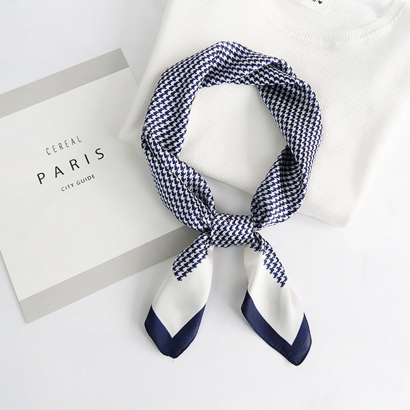 Houndstooth Print Silk Scarf