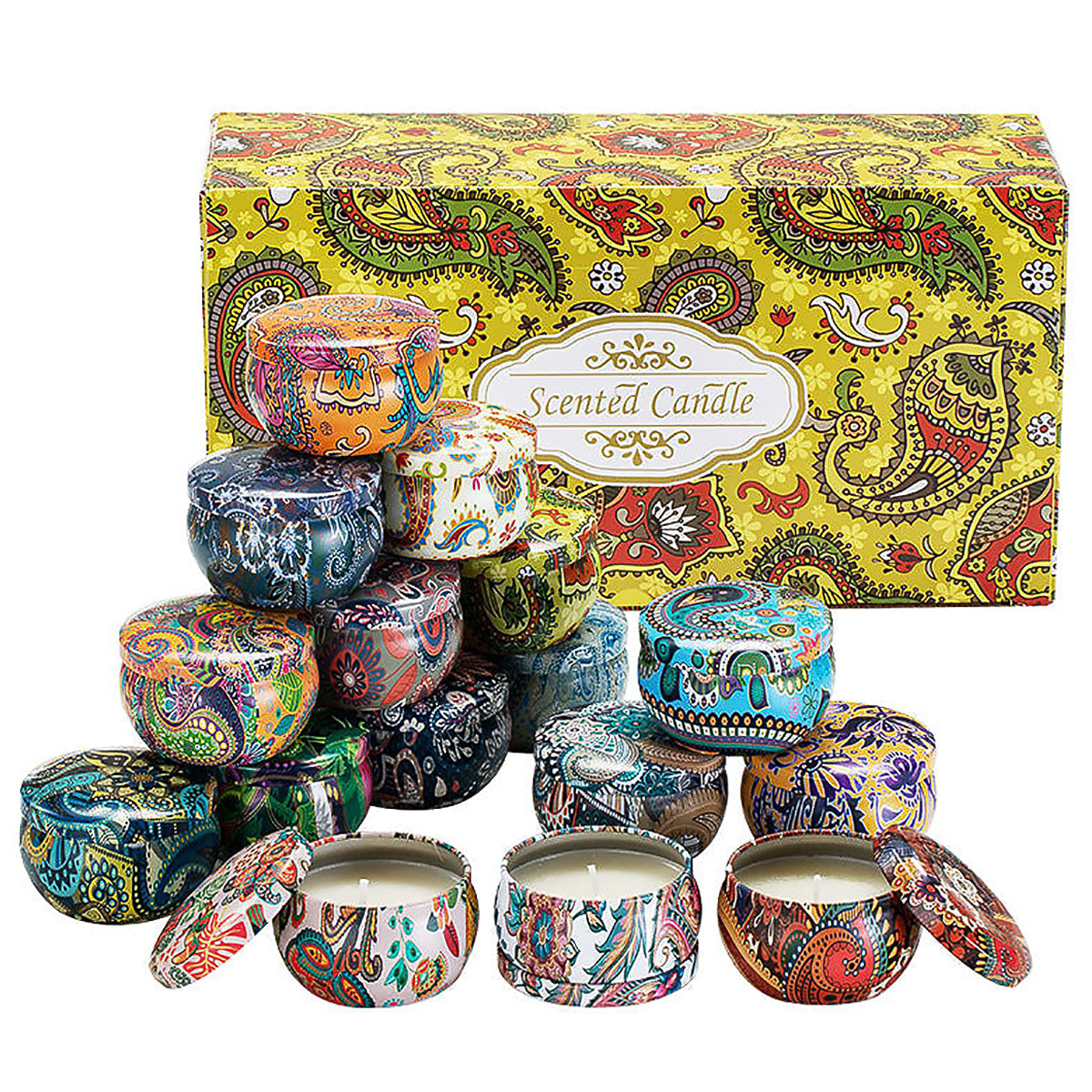 Floral Fruit Scented Candle Set 12 Soy Wax Travel Candles-2