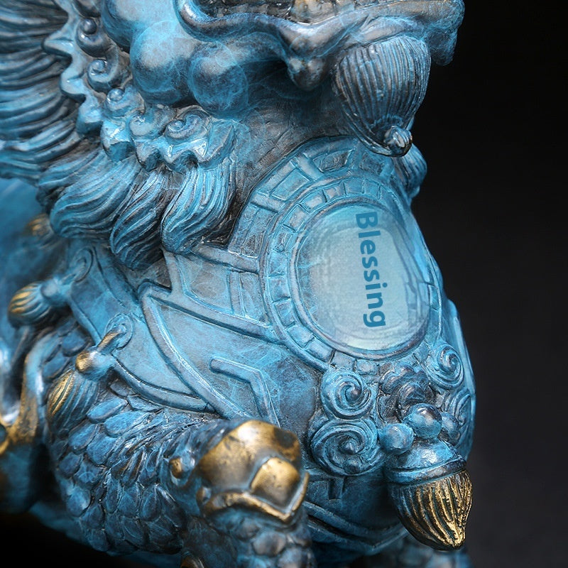 Wind and Fire Kirin Wealth Attracting Ornament Full Copper Home Decoration