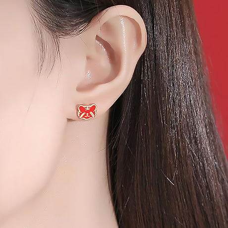 Chinese Zodiac Tiger Earrings Cute Animal Jewelry for Women-2