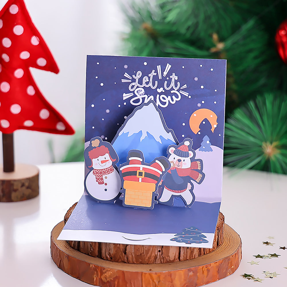 3D Pop Up Christmas Greeting Card Holiday Thank You Gift-7