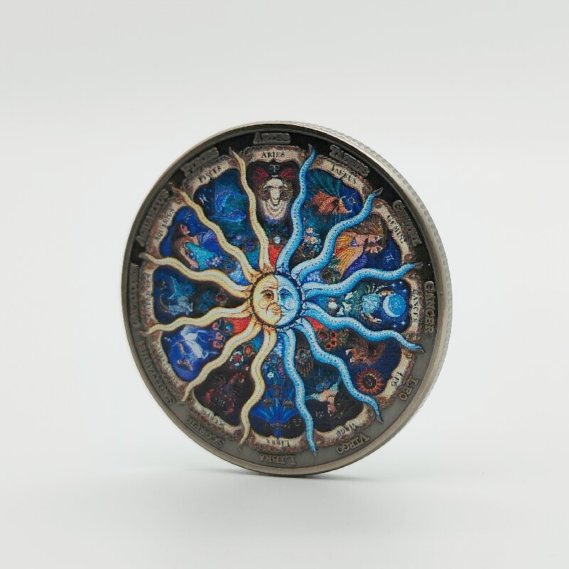 Zodiac Lucky Coin 12 Constellations Sun & Moon Token-2