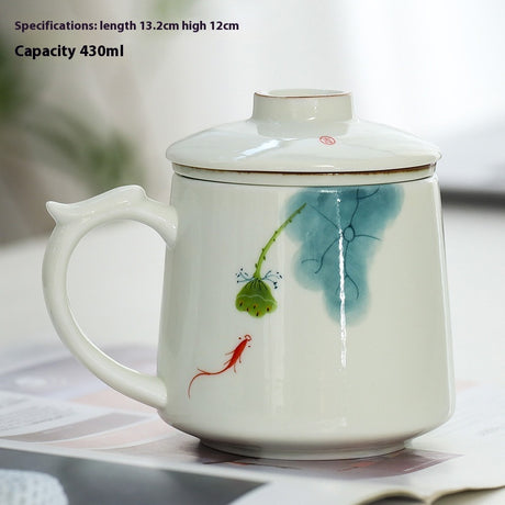 Weißes Porzellan Celadon Haushalt handgemaltem gefilterter Teetasse mit Deckel