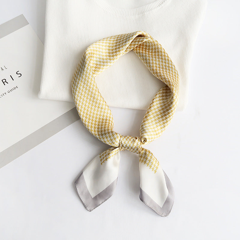 Houndstooth Print Silk Scarf