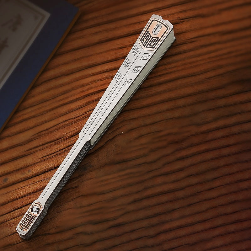 Tai Chi Kung Fu Portable Steel Bone Engraved Full Titanium Folding Fan-1