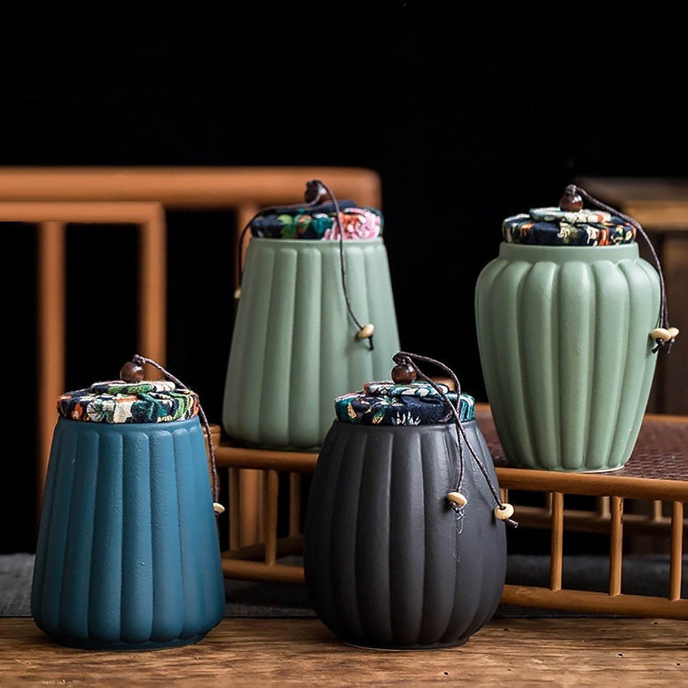 Chinese Ceramic Tea Jar Retro Glaze Kiln Sealed Canister Gift-2