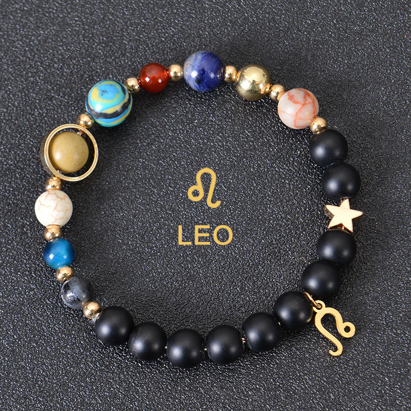 Twelve Constellations Zodiac Bracelet – Natural Stone & Planet Beads-23