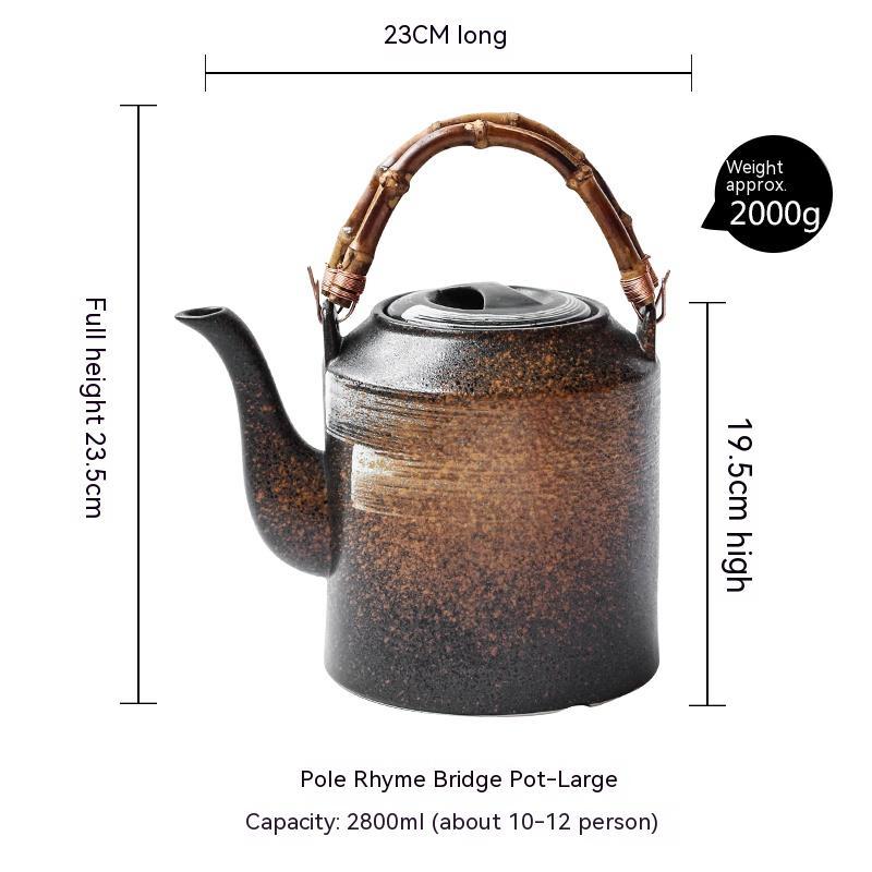 Keramik -Teekanne übergroße Kapazität Vintage Home Top Griff Pot