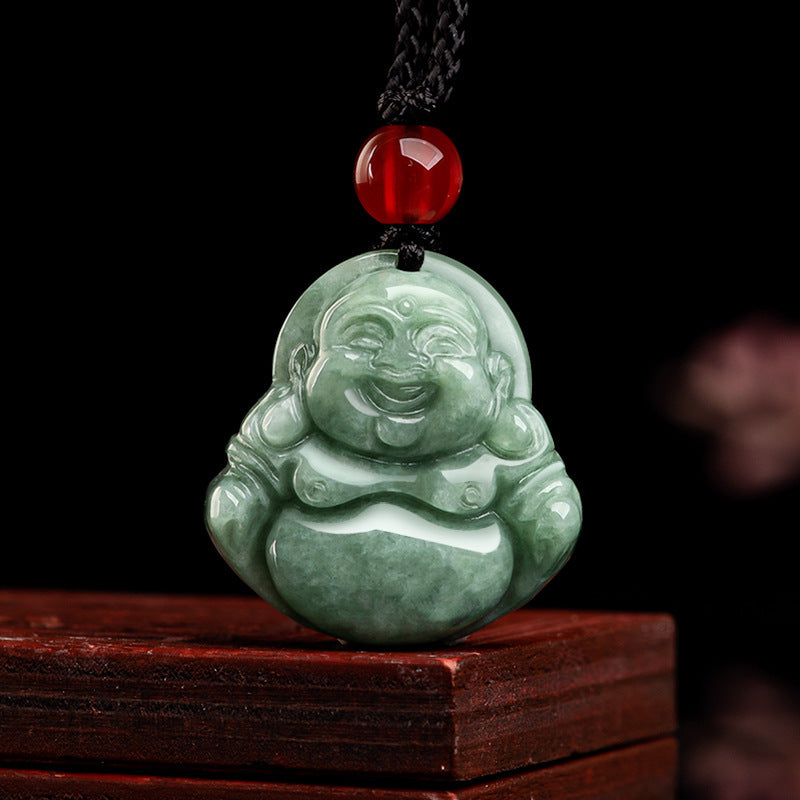 Natural Jadeite Bean Seed Buddha Jade Four Square Jade Pendant