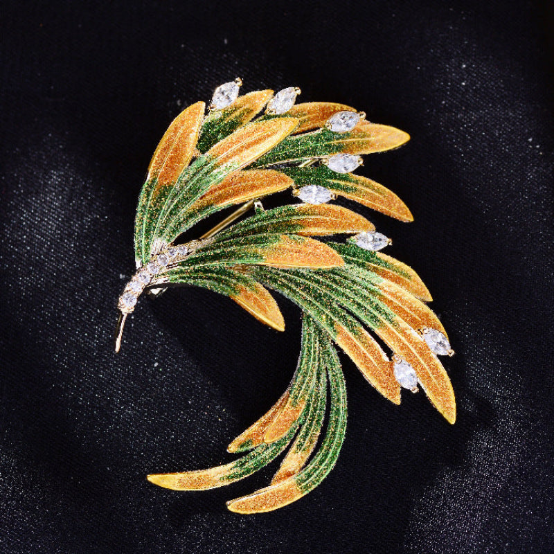 Enamel Phoenix Brooch with Zircon Inlay for Women and Men-5