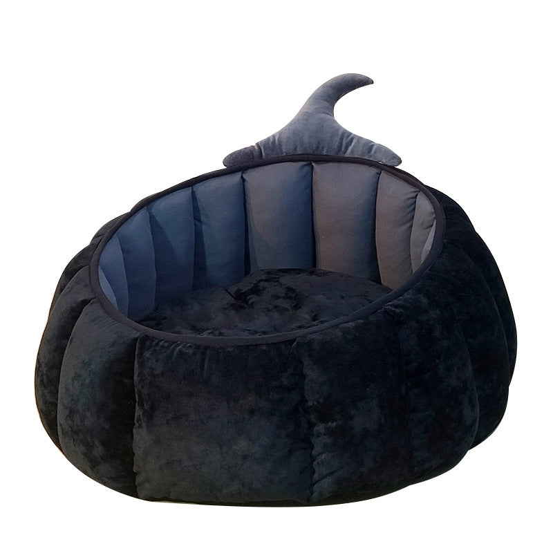 Halloween Pumpkin Pet Bed Warm Cozy Cat Nest-6