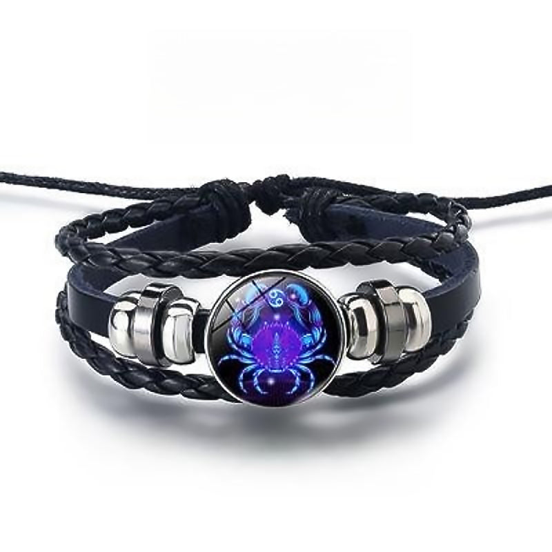 Luminous Zodiac Bracelet Adjustable Leather Constellation Gift-9