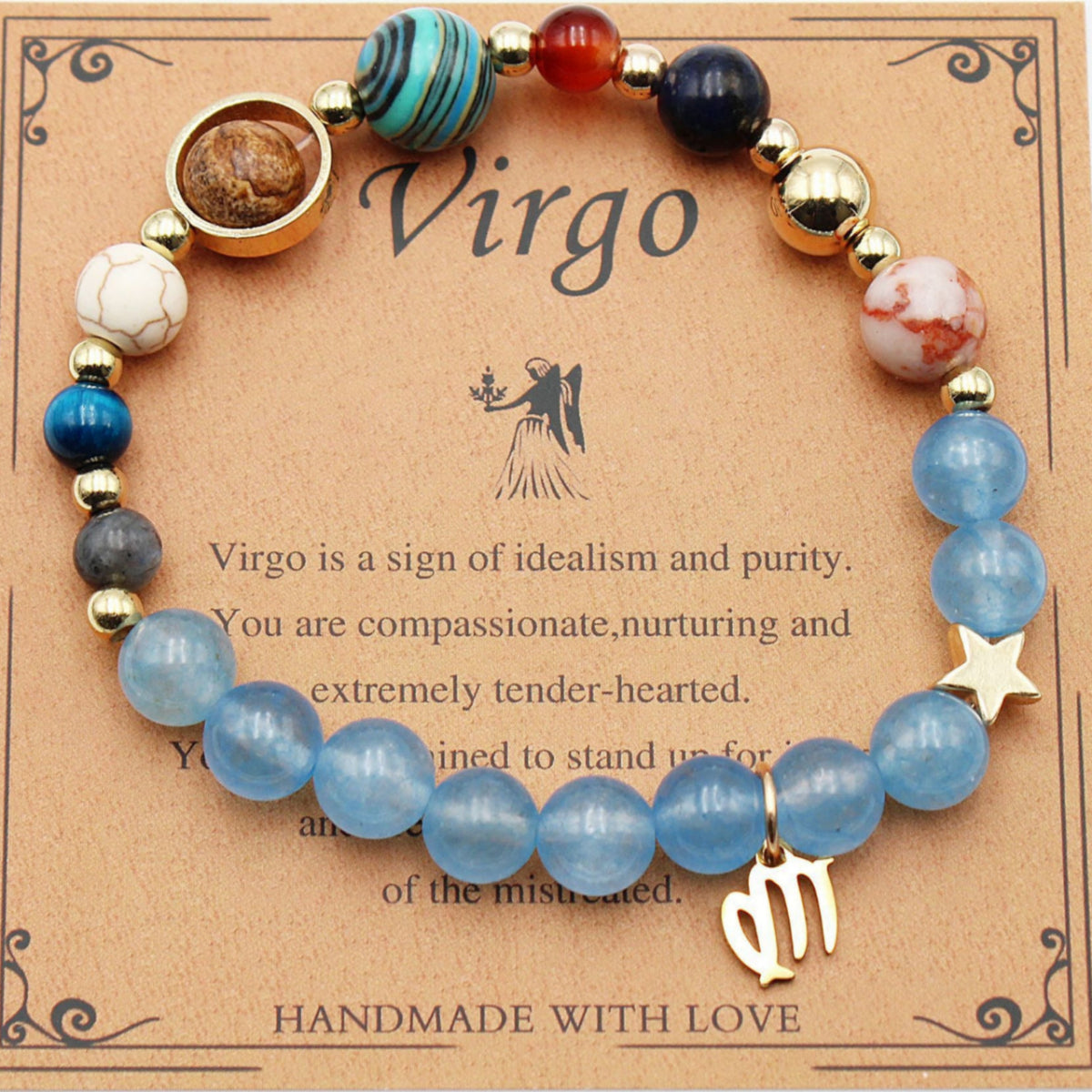 Zodiac Bracelet with Natural Agate & Shoushan Stone 12 Constellations-25