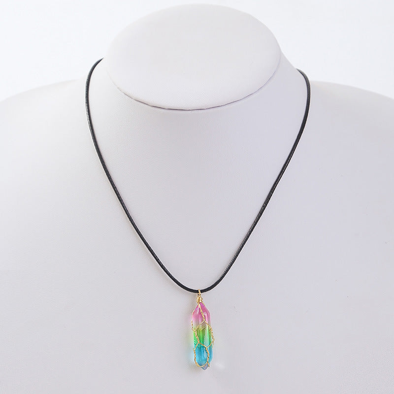 Transparent Geometric Diamond Crystal Necklace