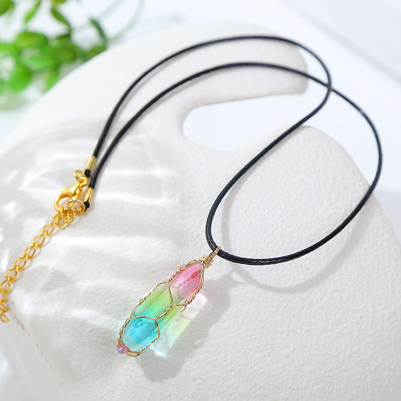 Transparent Geometric Diamond Crystal Necklace
