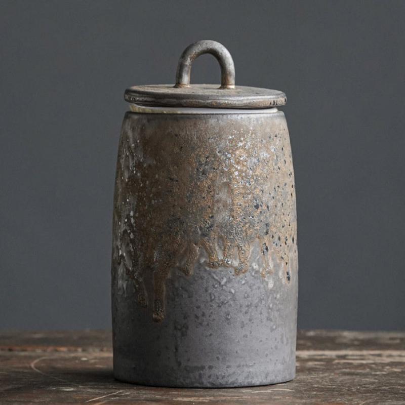 Taobei vergoldet schwarzer Keramik Tee Aufbewahrung Jar Tee Caddy