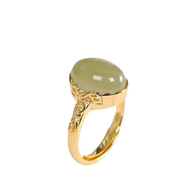 Frauenmode einfacher hetischer Jade -Ring