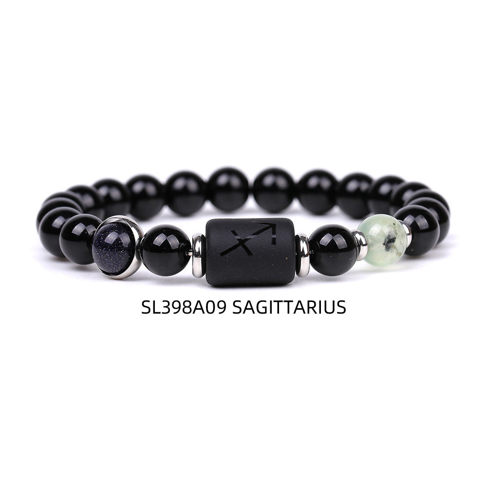 Natural Agate Zodiac Bracelet Unisex Astrology Jewelry-14