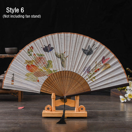 Chinese Folding Fan with Bamboo Frame for Traditional Gift Giving-6
