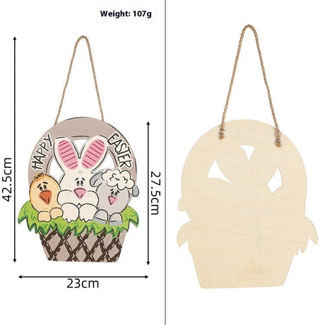 Easter Decoration Cute Cartoon Rabbit Wooden Decoration