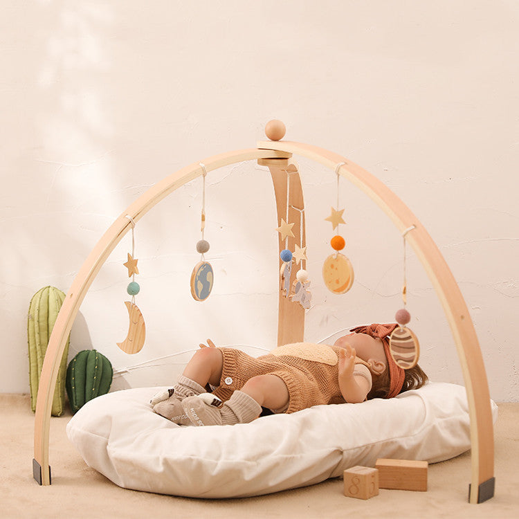 Newborn Baby Rattles Wooden Triangle Rack Bed Bell Baby Crib Toy