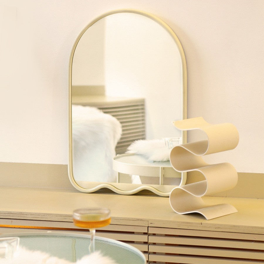 Cream White Ghost Shaped Makeup Mirror