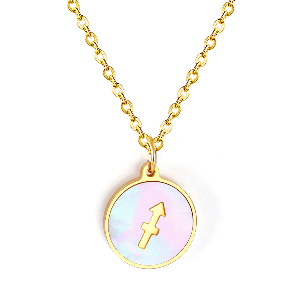 Minimalist White Shell Zodiac Necklace Adjustable Pendant-24