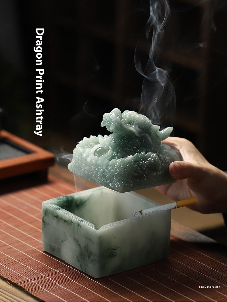 Harz Jade Chinese Dragon gedruckt Aschenbecher
