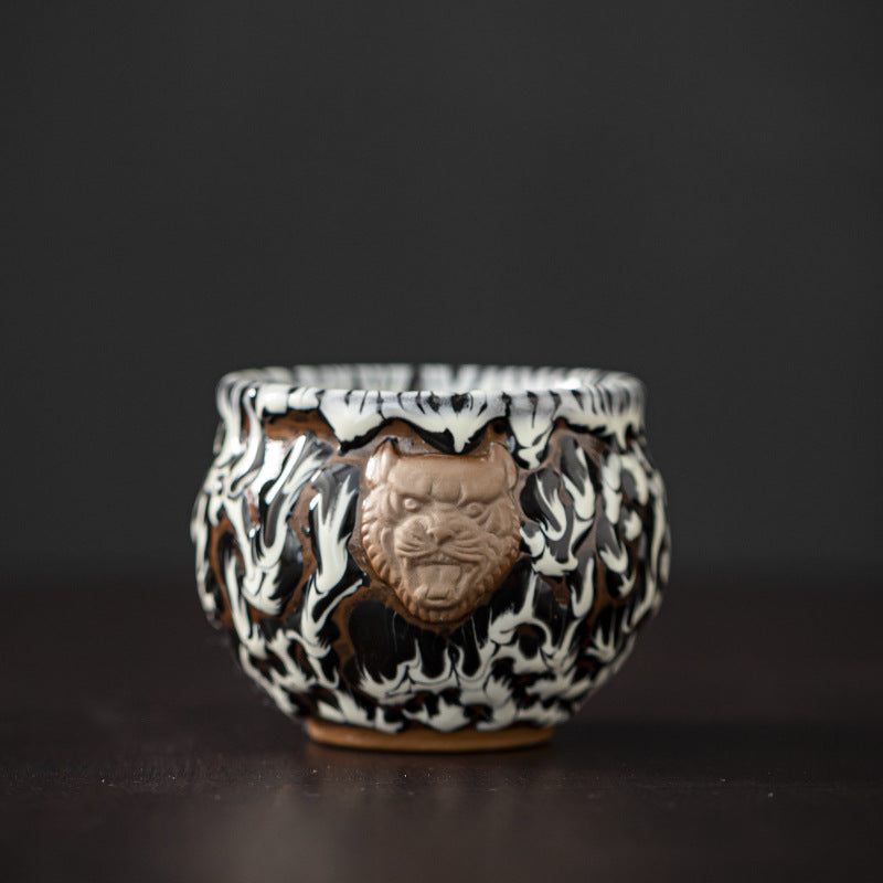 Jianzhan Four God Beasts Qinglong White Tiger Suzaku Xuanwu Tea Cup