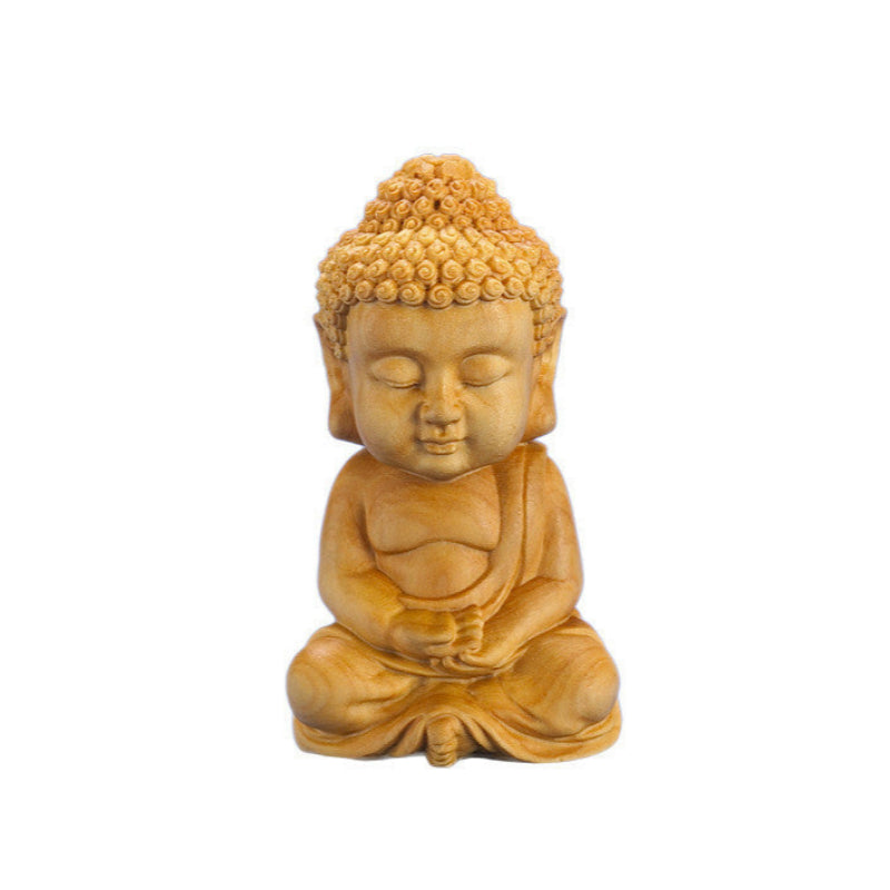 Natural Color Boxwood Buddha Car Dekoration