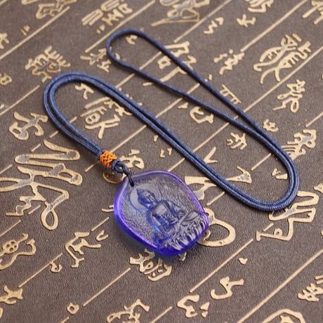 Alte französische Glasurkristall -Anhänger -Tempelbindungsmittel mit schützender Talisman -Halskette