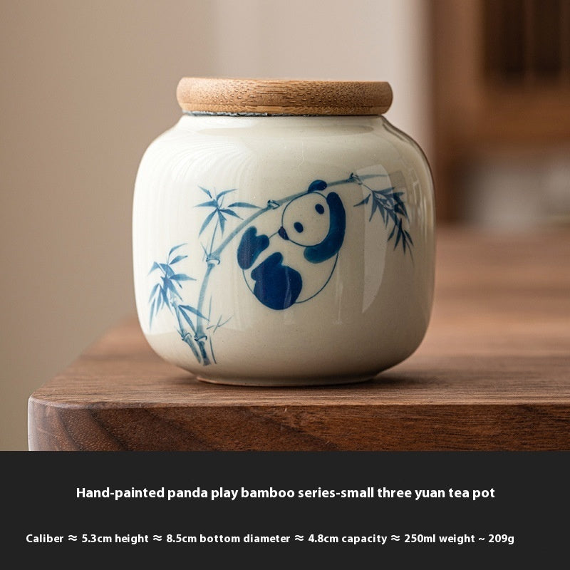 Chinesischer Kalligraphie Tee Pot Keramik Mini -Tee Caddy