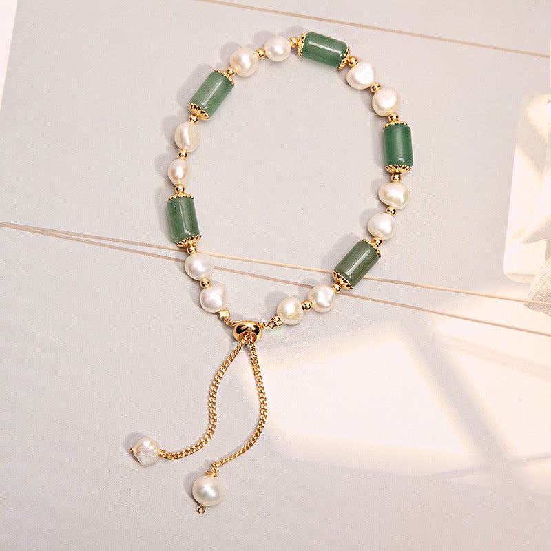 Natural Crystal and Pearl Slider Bracelet for Women-6