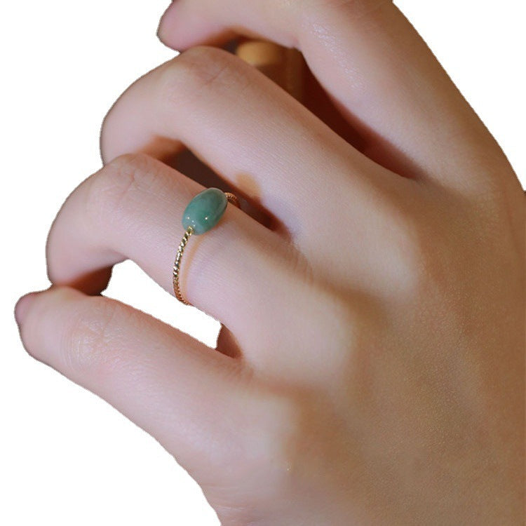 Ran Jade Bead DIY Design Fashion Ring