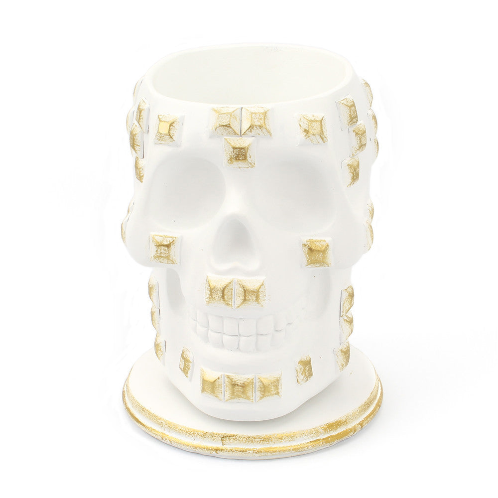 Creative Sequins Skull Rotating Pen Holder Desktop Storage Container
