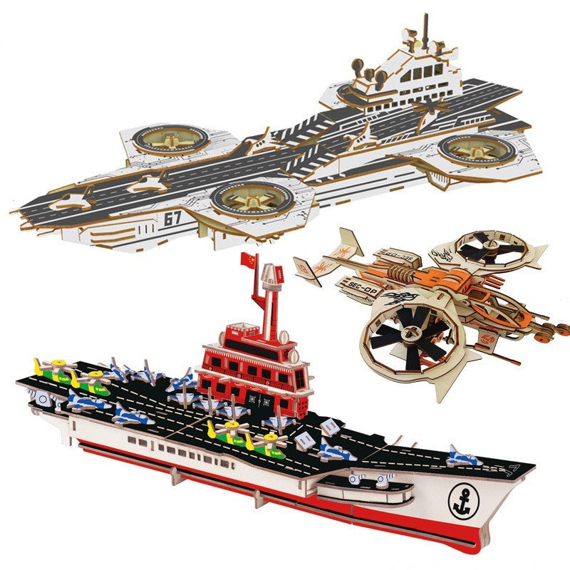 Wooden Model of Assembled Military Ship