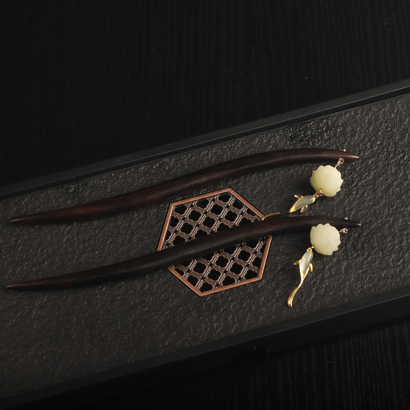 Silber tropfende Öl Blackwood Bodhi Haarnadel