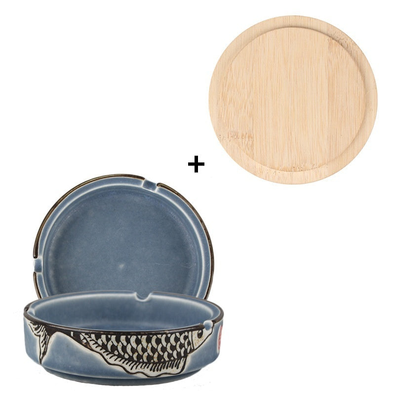 Chinesischer Stil Fisch Bild Retro Aschenbecher Keramik kreativ