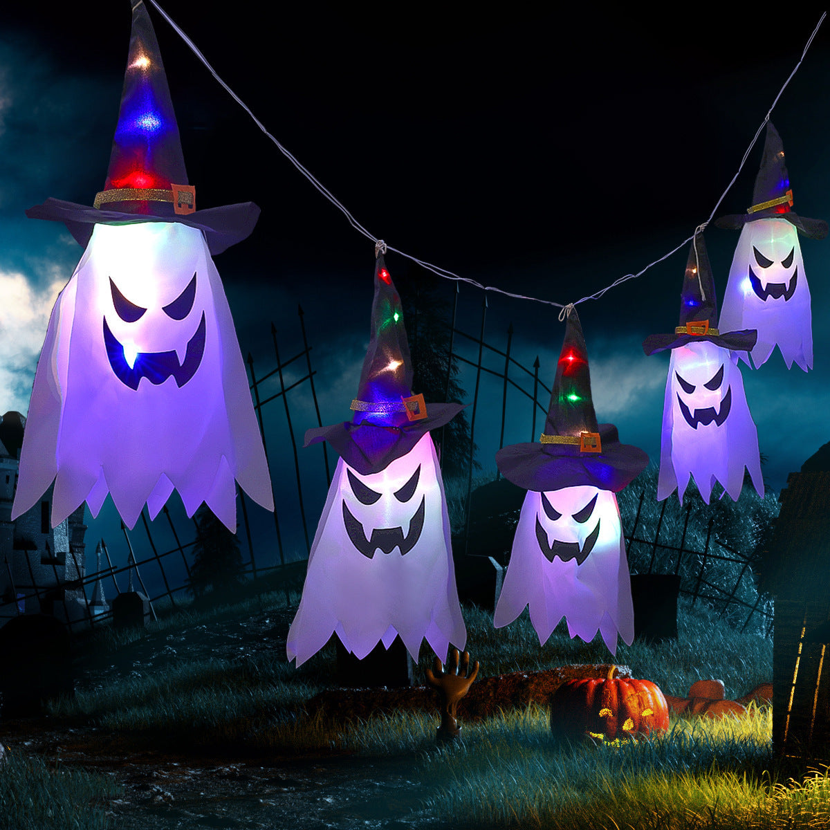 Halloween Ghost Lantern String Lights for Outdoor Yard and Party Decor-10
