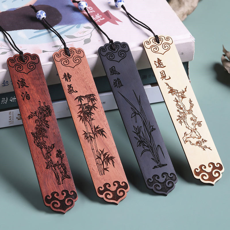 Vier Herren mit chinesischem Malmalerei Massives Holzstichmark