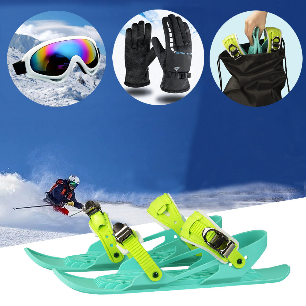 Mini-Ski-Skates Tragbares kurzes Skiboard Einstellbare Skates Schuhe für Schnee
