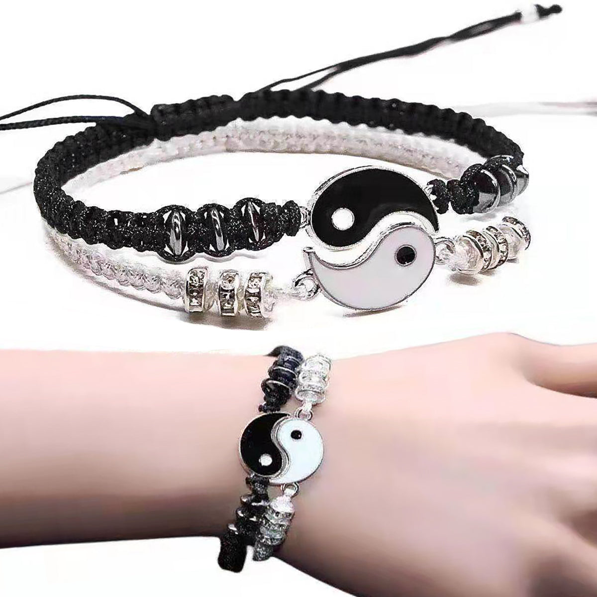 Chinese Style Yin Yang Bracelet Black White Matching Bracelet-4