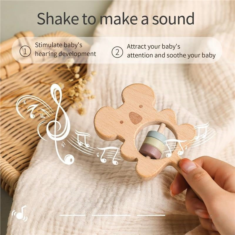 Baby Hand Grasp Rattles DIY Soothing Wooden Toys