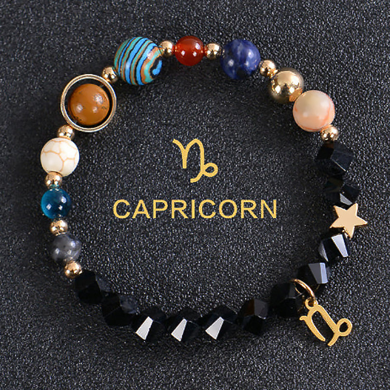 Twelve Constellations Zodiac Bracelet – Natural Stone & Planet Beads-5