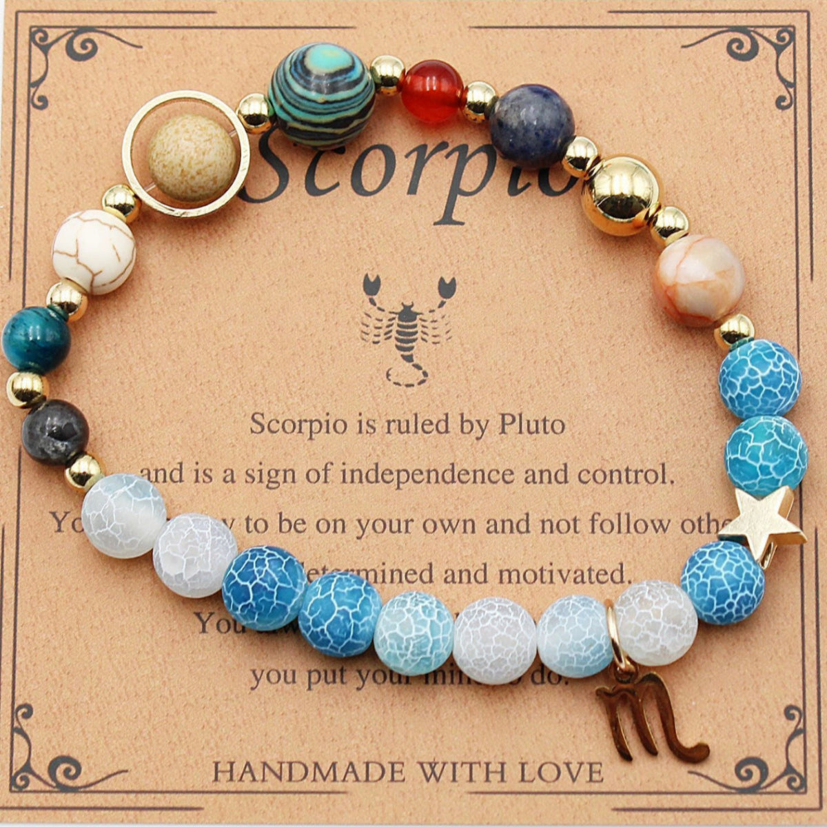 Zodiac Bracelet with Natural Agate & Shoushan Stone 12 Constellations-35