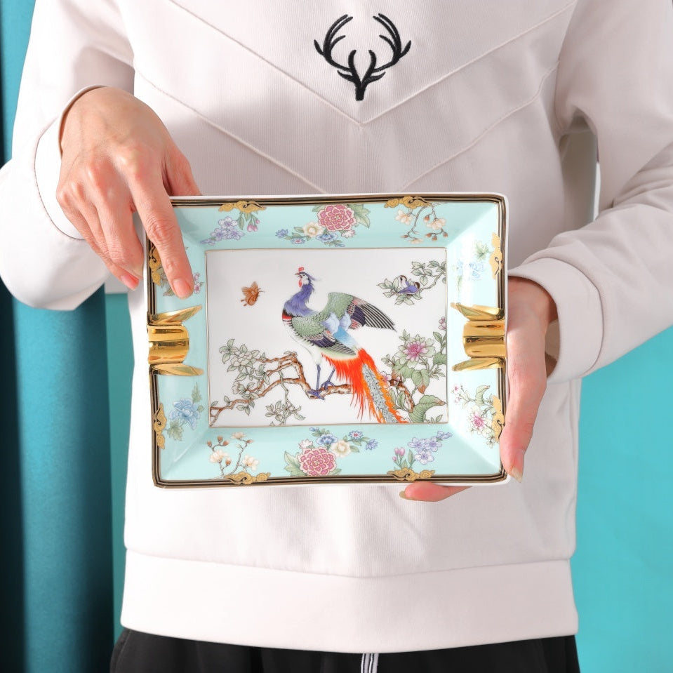Gold Painting Household Living Room Large Ceramic Ashtray