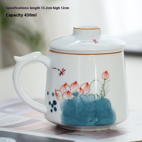 Weißes Porzellan Celadon Haushalt handgemaltem gefilterter Teetasse mit Deckel