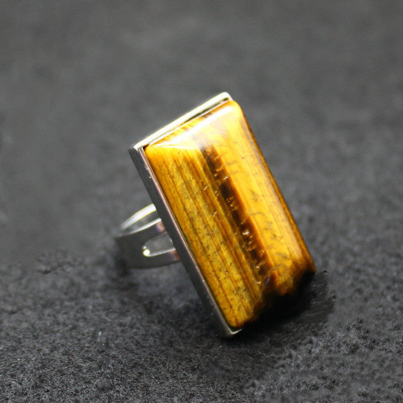 Personality Rectangular Jade Jewelry Gem Ring