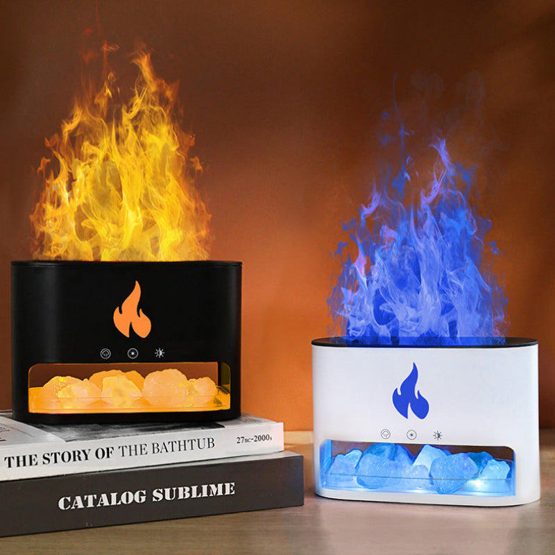New Flame Humidifier Aromatherapy Machine Crystal Salt Stone Colorful Atmosphere Lamp