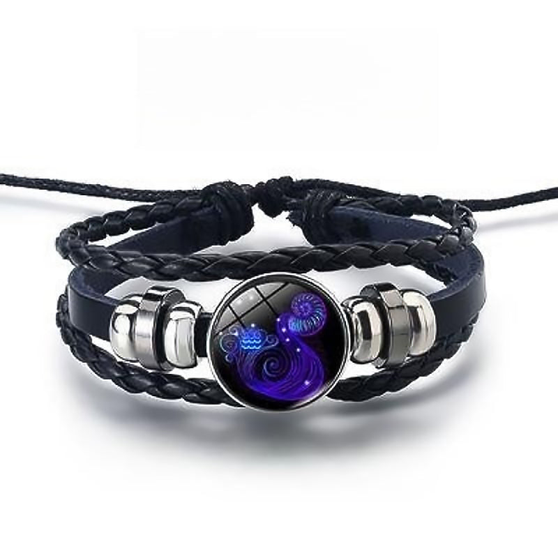 Luminous Zodiac Bracelet Adjustable Leather Constellation Gift-7